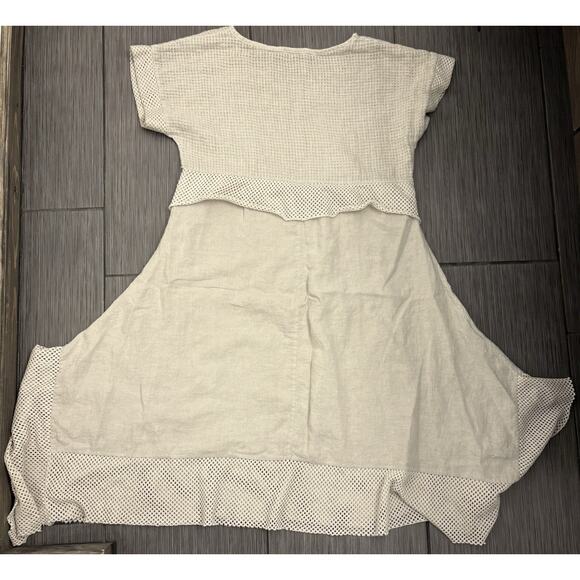 Contessa Teresa ITALY Linen Cotton Dress Boho Lagenlook Angular Cottagecore XL - Picture 3 of 5